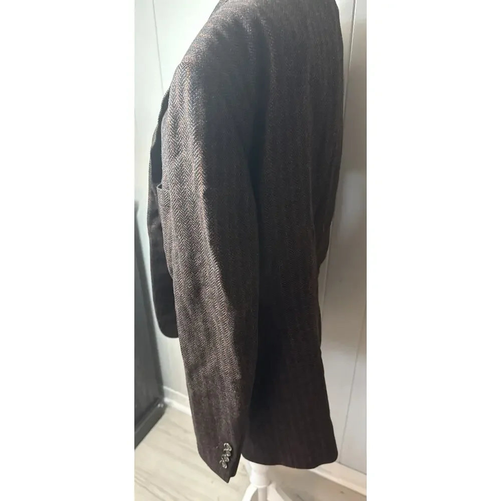 Samuelsohn Sport Coat Men 41 Brown/ Orange Blazer Wool Pinstripe V2
